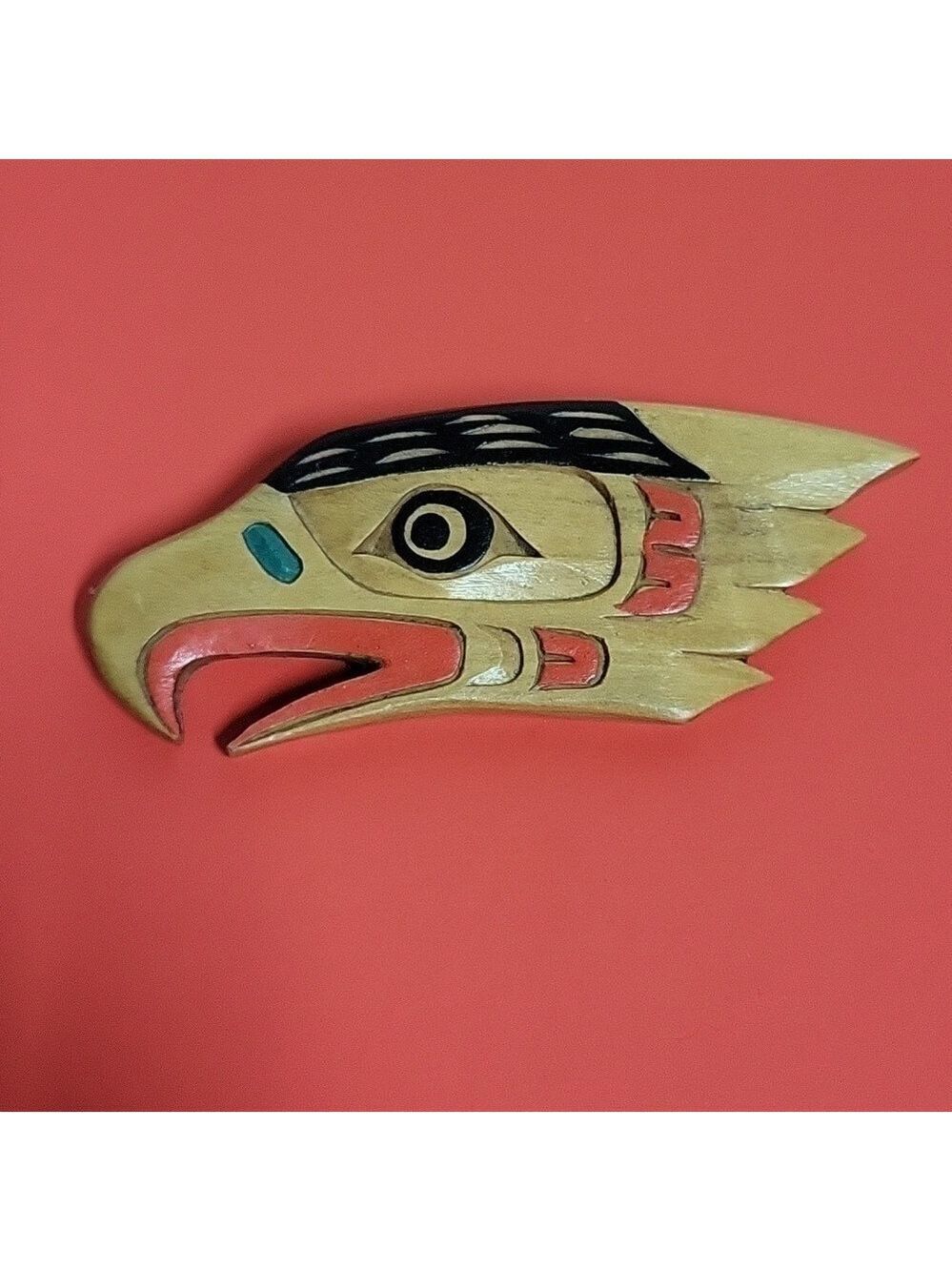 Artie George Signed Pacific Northwest Coast Hand-Carved Eagle Pin/Brooch